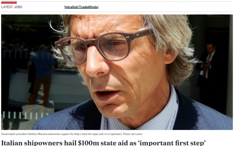 Assarmatori on TradeWinds: Italian shipowners hail $100m state aid as ‘important first step’.