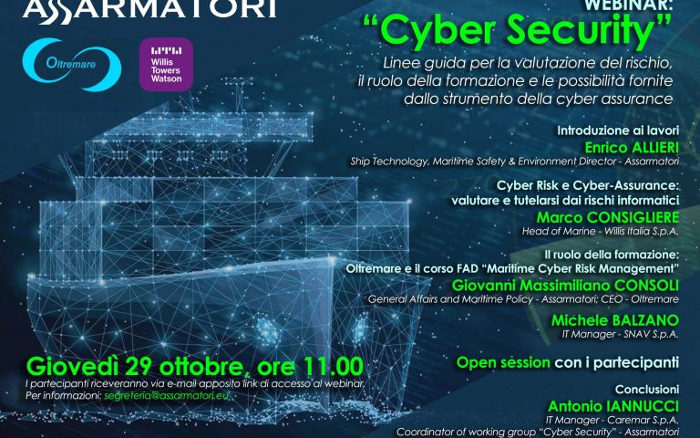 Cyber Security, a Webinar organised by Assarmatori. Thursday 29 October 2020
