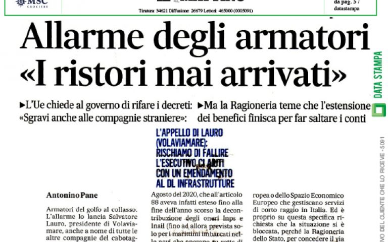 The alarm of short-sea shipowners: “economic aid never arrived”