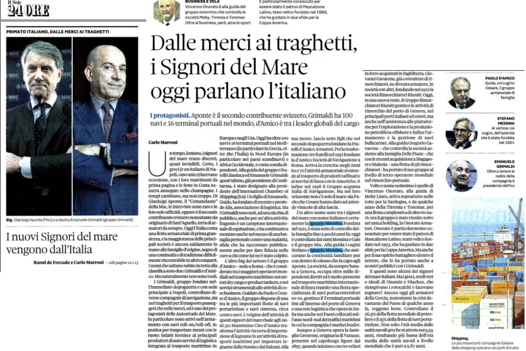 I nuovi Signori del mare vengono dall’Italia. L’articolo de “Il Sole24Ore”