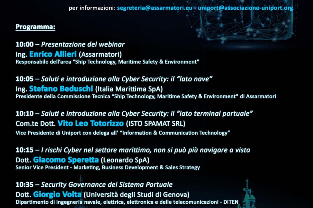 Webinar Assarmatori-Uniport “Cyber security nell’ambito marittimo-portuale” – 15/02/2022