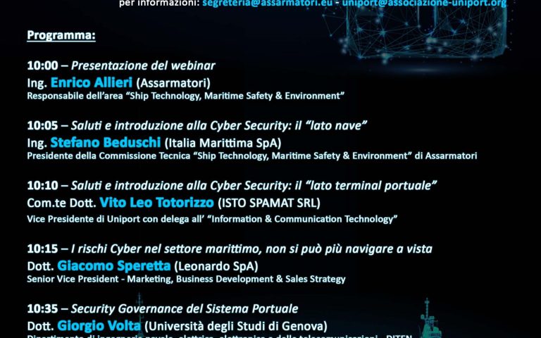 Assarmatori-Uniport webinar “Cyber Security in the maritime-port sector” – 15/02/2022