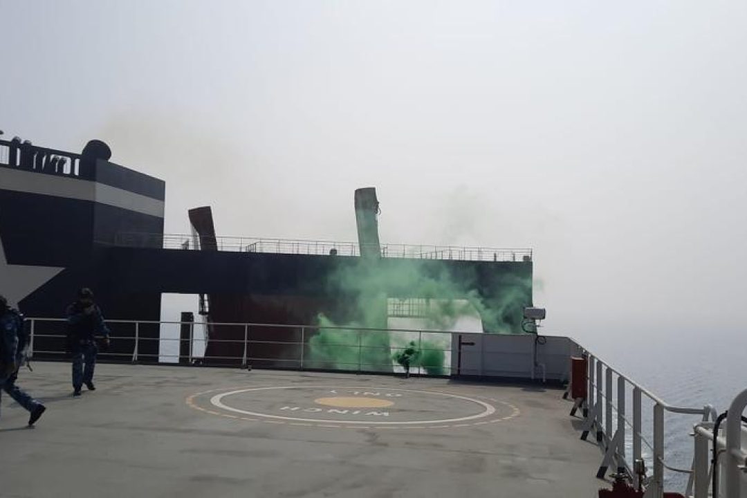 Italian Navy anti-terrorism exercise on the Jolly Palladio in the Strait of Hormuz