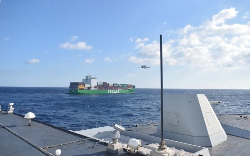 Exercise Italian Navy-Assarmatori-Italia Marittima: simulation of suspicious cargo on board the container ship Ital Wit